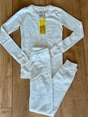 Hanna Andersson White Kids Thermal Pajama Set